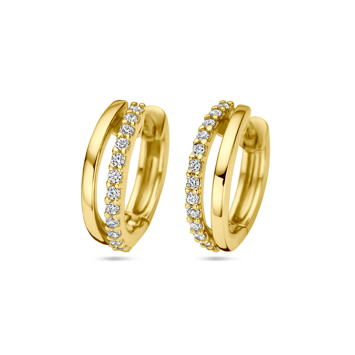 14K Geelgouden Klapoorringen zirkonia - 4020847 - PansiteNederland.nl