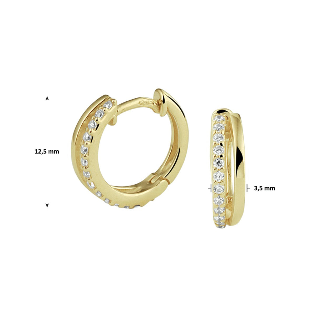 14K Geelgouden Klapoorringen zirkonia - 4020847 - PansiteNederland.nl