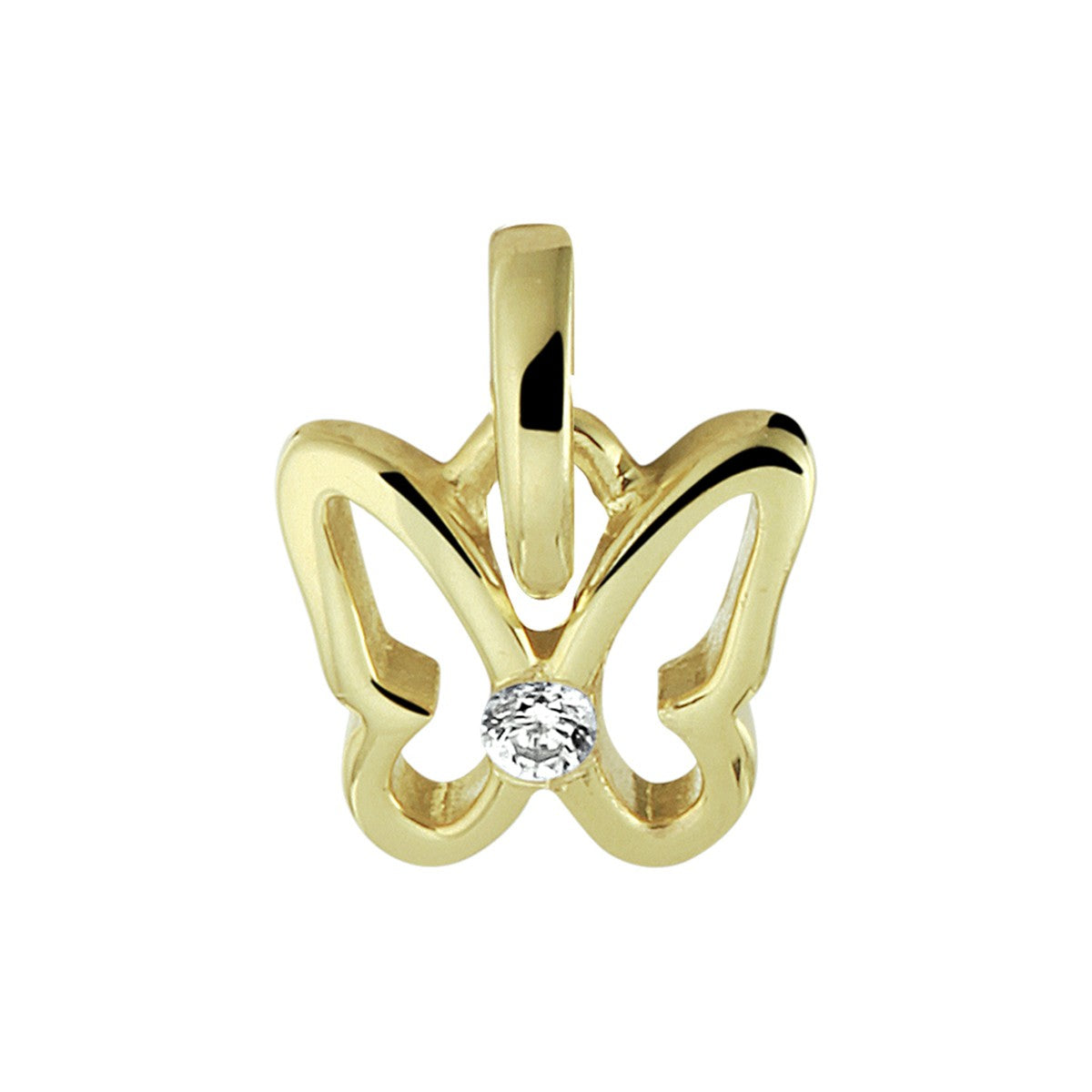 14K geelgoud hanger vlinder zirkonia 4020916 - PansiteNederland.nl