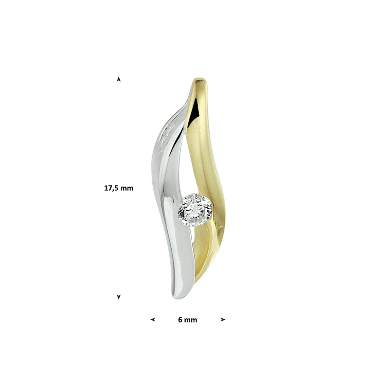 14K Bicolor gouden hanger zirkonia bicolor gestift 4020917 - PansiteNederland.nl