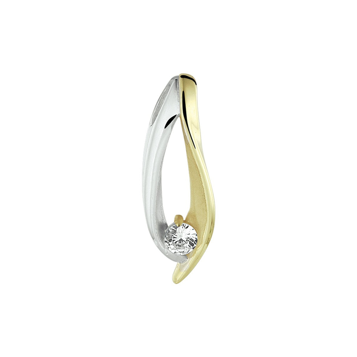 14K geelgoud hanger zirkonia bicolor gestift 4020918 - PansiteNederland.nl