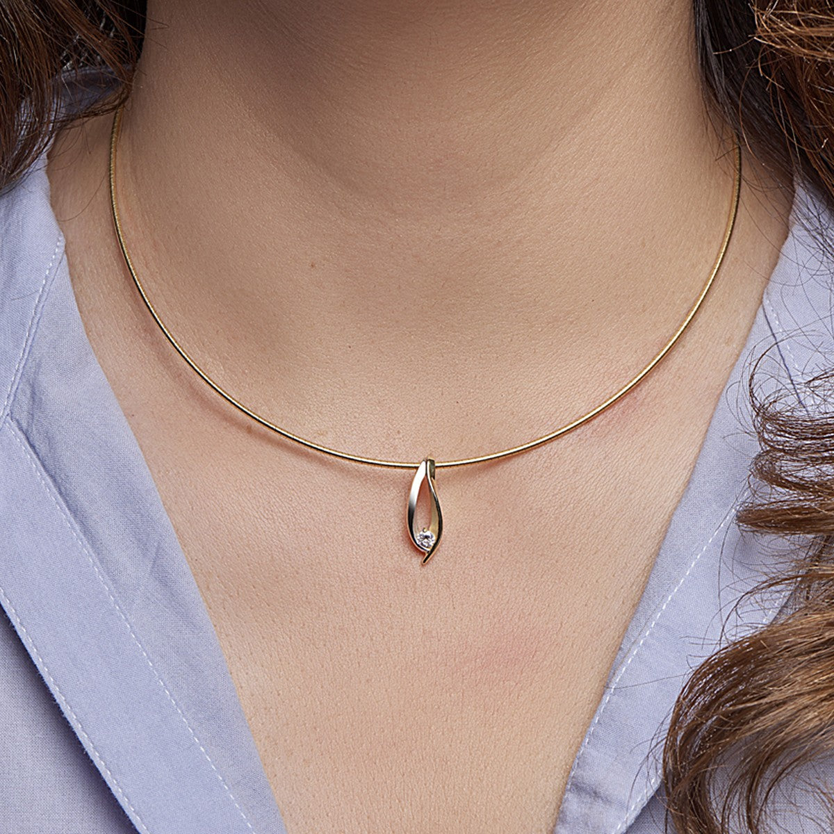 14K geelgoud hanger zirkonia bicolor gestift 4020918 - PansiteNederland.nl