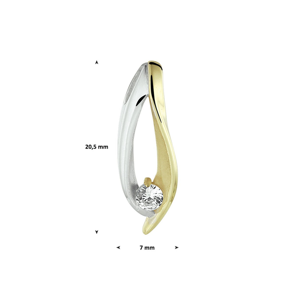 14K geelgoud hanger zirkonia bicolor gestift 4020918 - PansiteNederland.nl