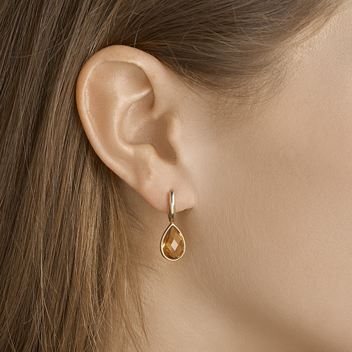 14K Geelgoud Klapoorringen Citrien 26 Mm 4020944 - PansiteNederland.nl