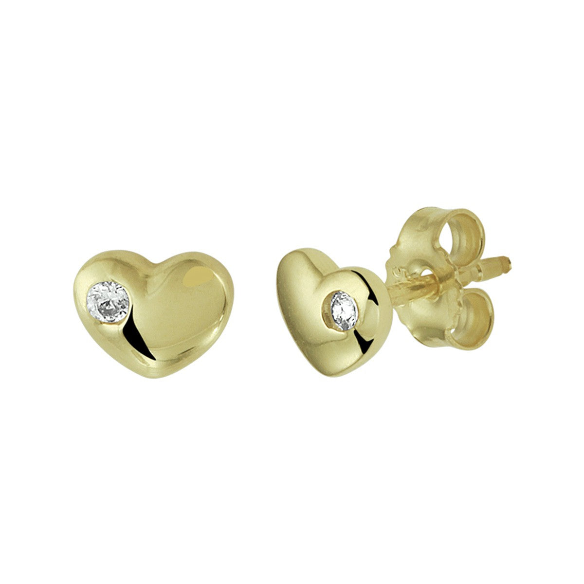 14K Geelgoud Oorknoppen Hart Zirkonia 4020994 - PansiteNederland.nl