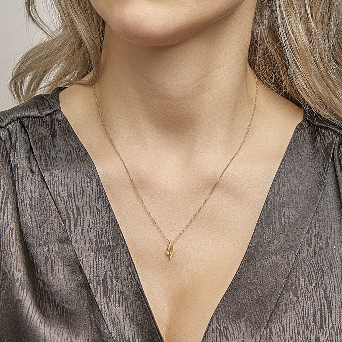 14K geelgoud hanger diamant 0.03ct h si 4021018 - PansiteNederland.nl