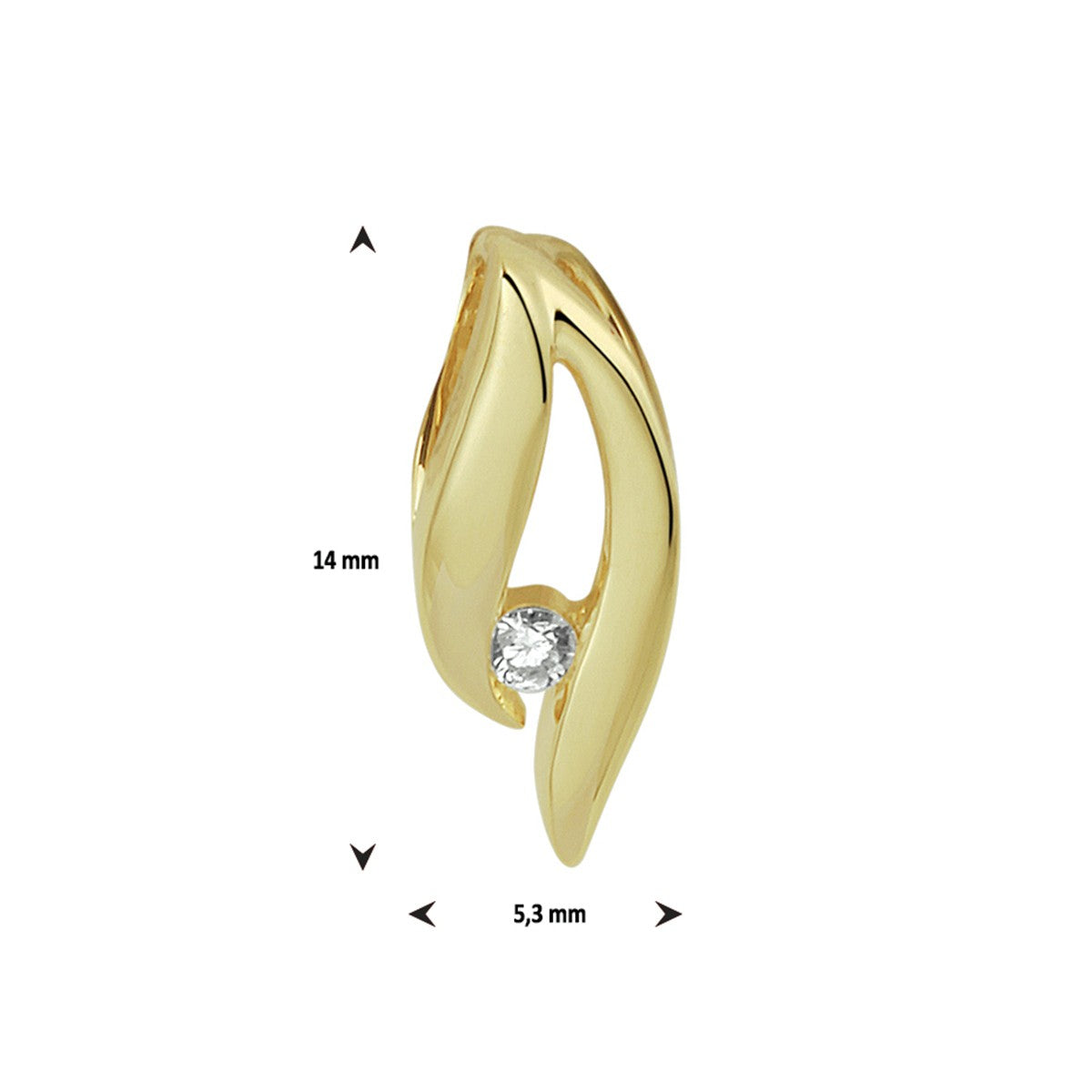 14K geelgoud hanger diamant 0.03ct h si 4021018 - PansiteNederland.nl