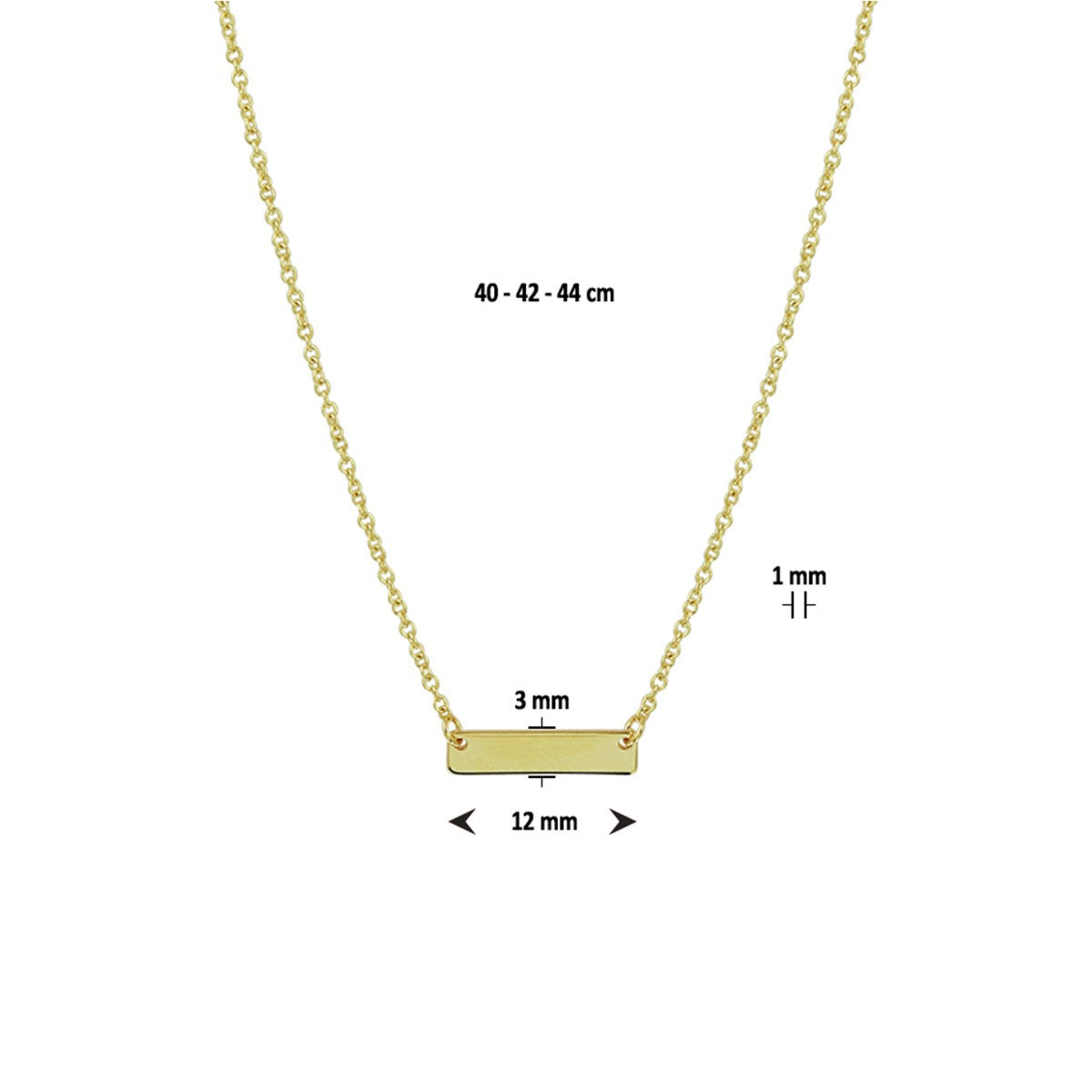 14K geelgoud graveercollier plaat 3,0 mm 40 - 42 - 44 cm 4021124 - PansiteNederland.nl