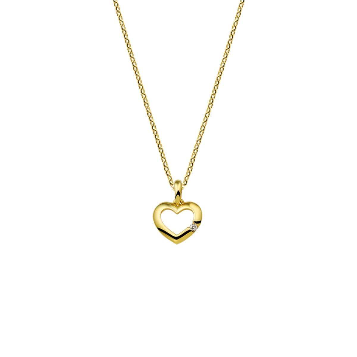 14K geelgoud collier hart 41 + 4 cm 4021195 - PansiteNederland.nl