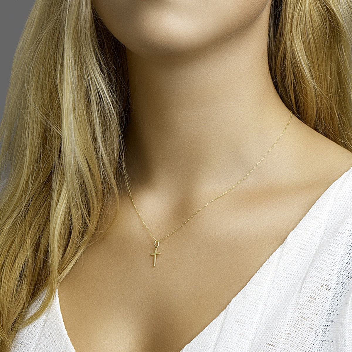 14K geelgoud collier kruis 41 + 4 cm 4021196 - PansiteNederland.nl