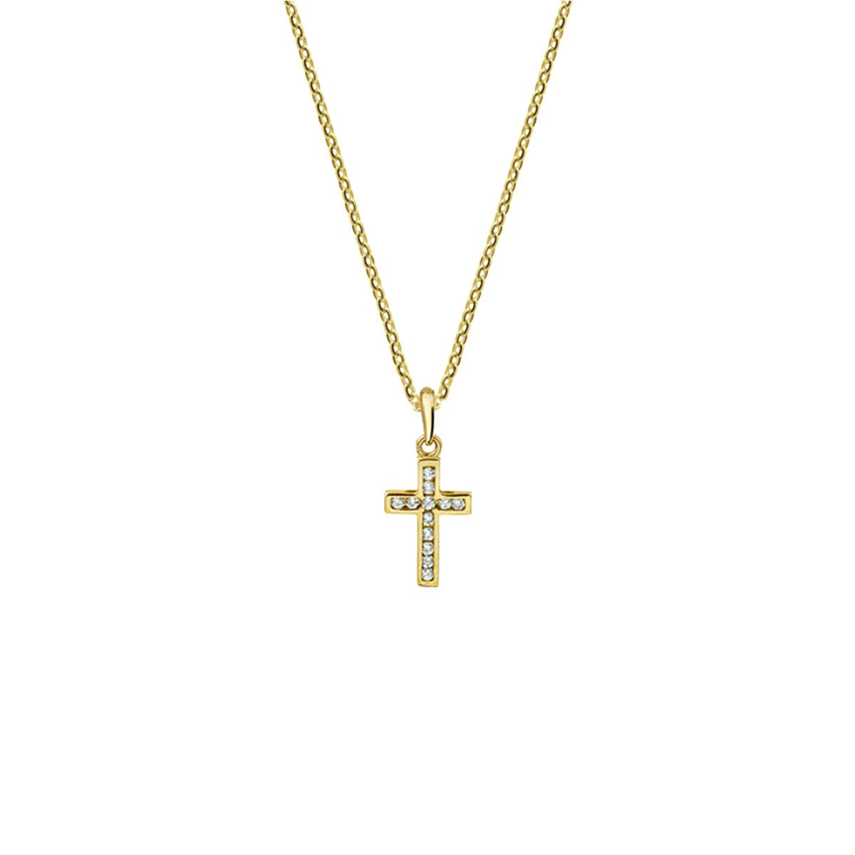 14K geelgoud collier kruis zirkonia 41 + 4 cm 4021199 - PansiteNederland.nl