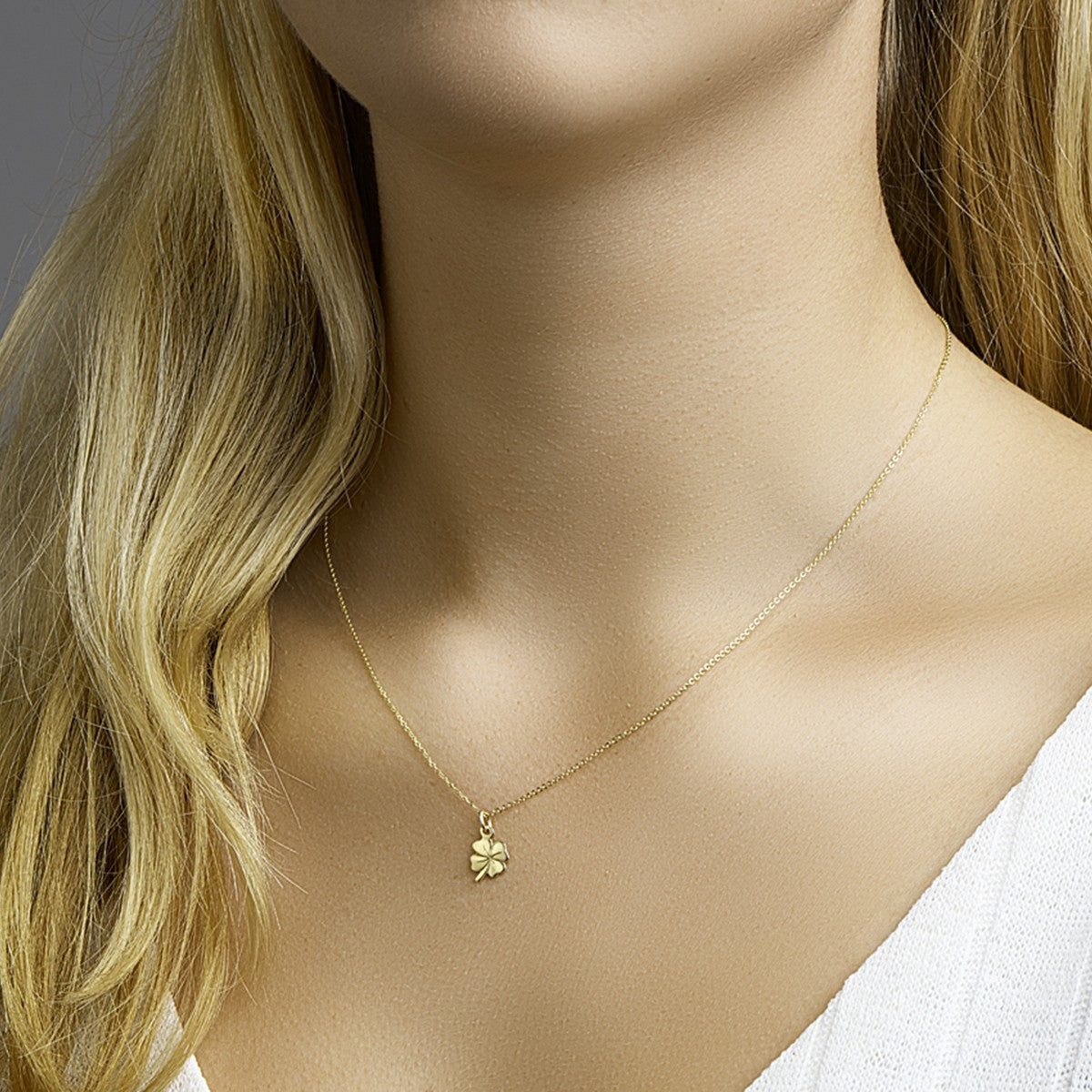 14K geelgoud collier klaver 41 + 4 cm 4021202 - PansiteNederland.nl