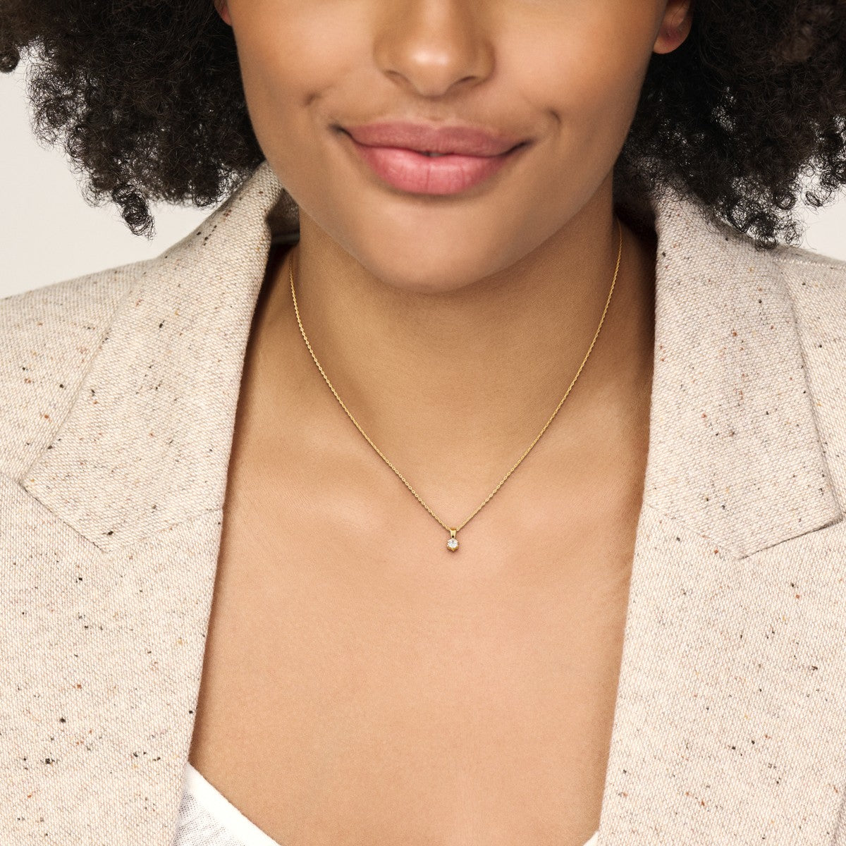 14K geelgoud collier hanger zirkonia 41 + 4 cm 4021218 - PansiteNederland.nl