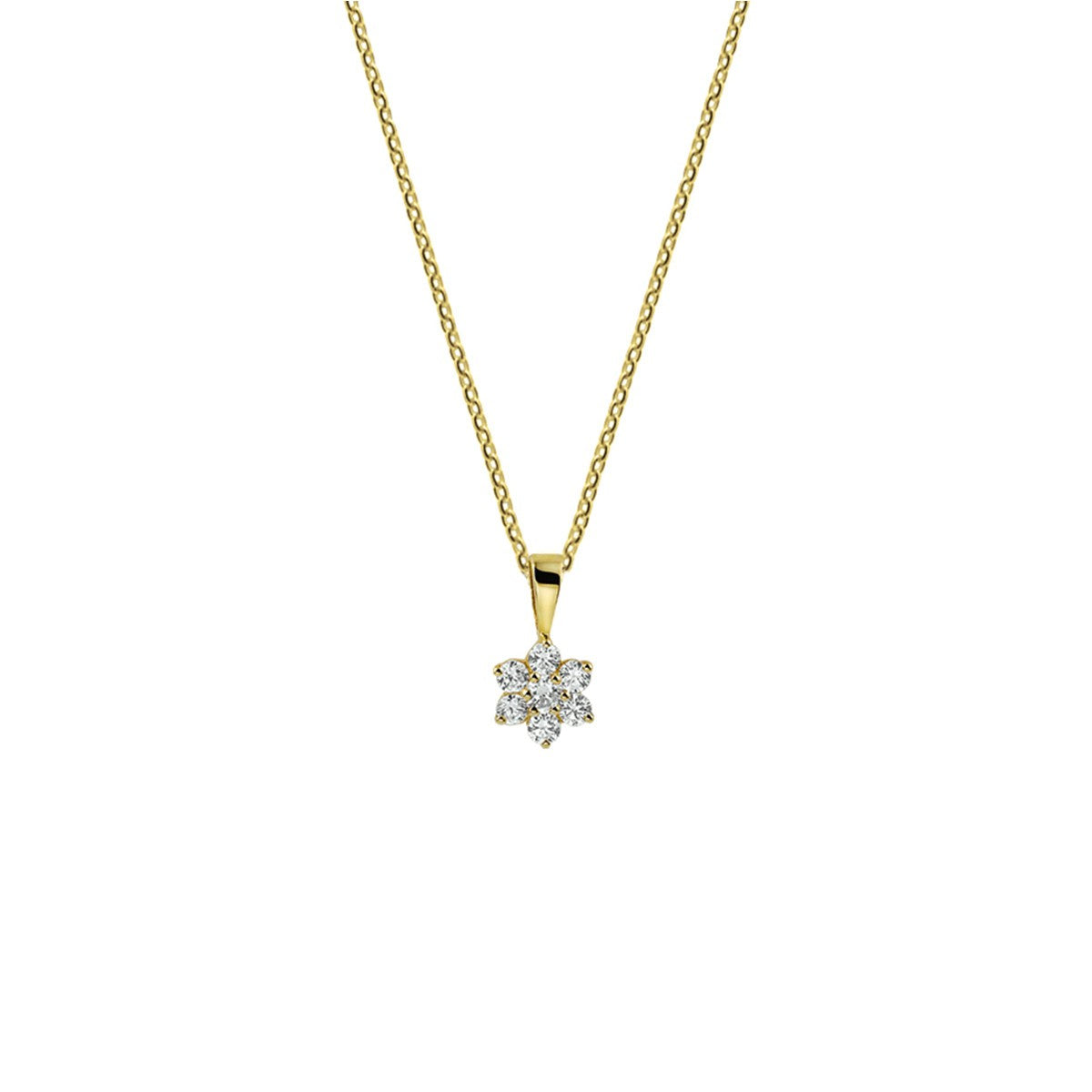 14K geelgoud collier hanger zirkonia 41 + 4 cm 4021223 - PansiteNederland.nl