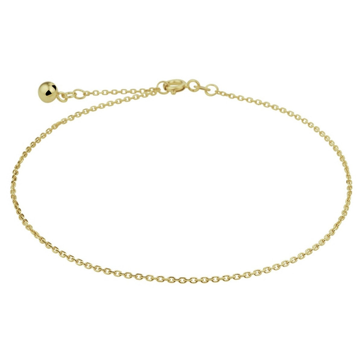 14K Geelgouden enkelbandje anker gediamanteerd 1,3 mm 24 - 26 cm 4021257 - PansiteNederland.nl