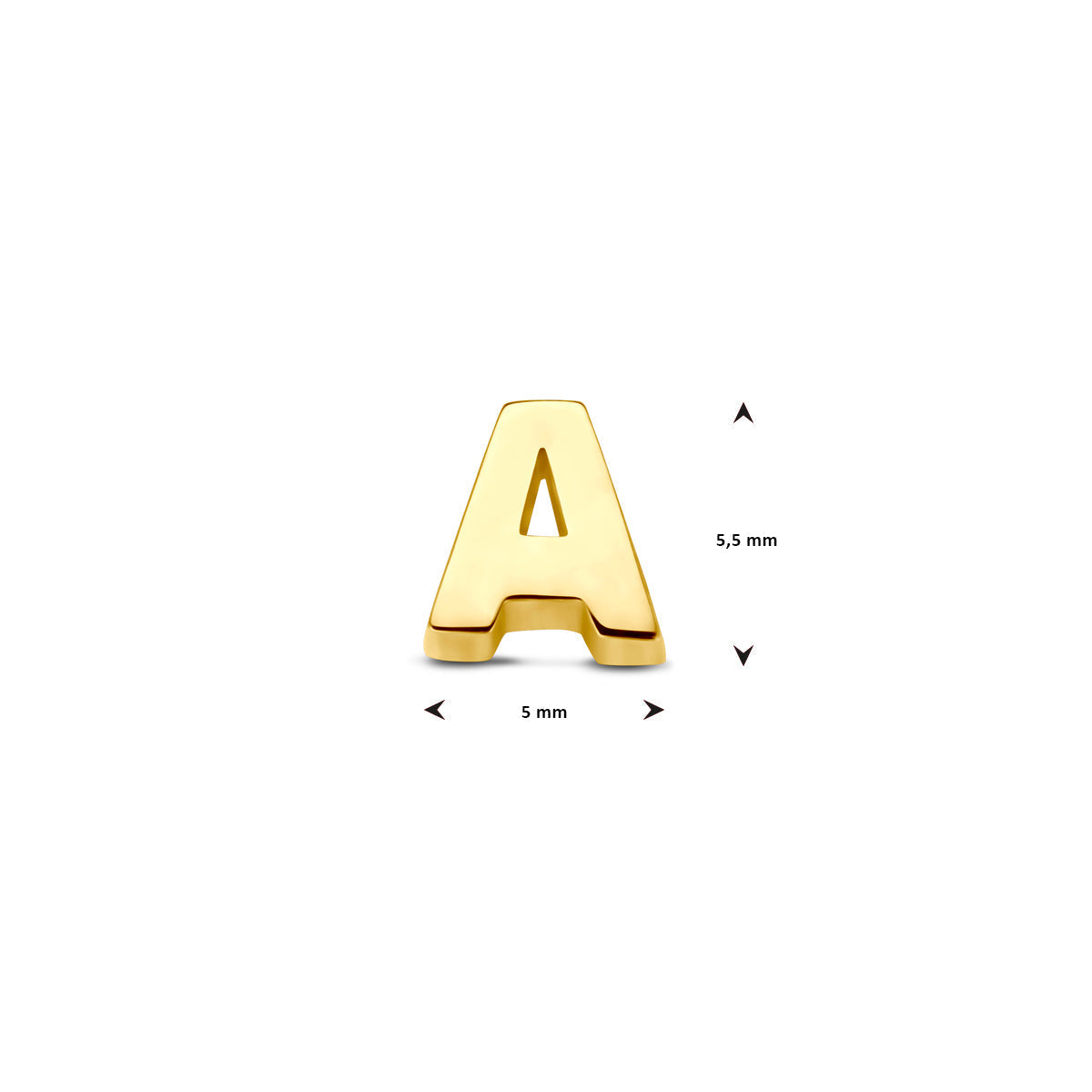 Hanger letter A 5,5 mm 14K geelgoud #Letter_A