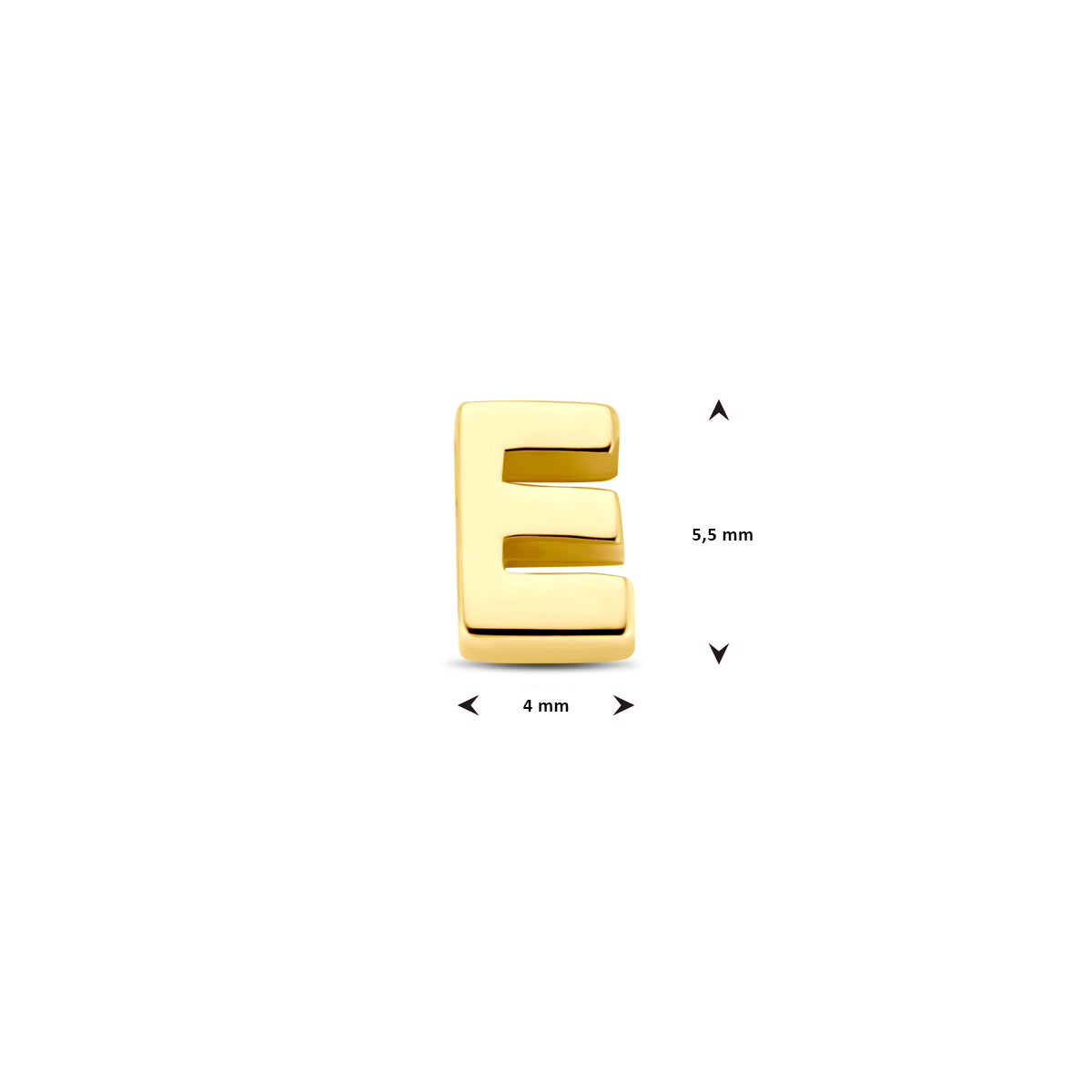 Hanger letter E 5,5 mm 14K geelgoud #Letter_E