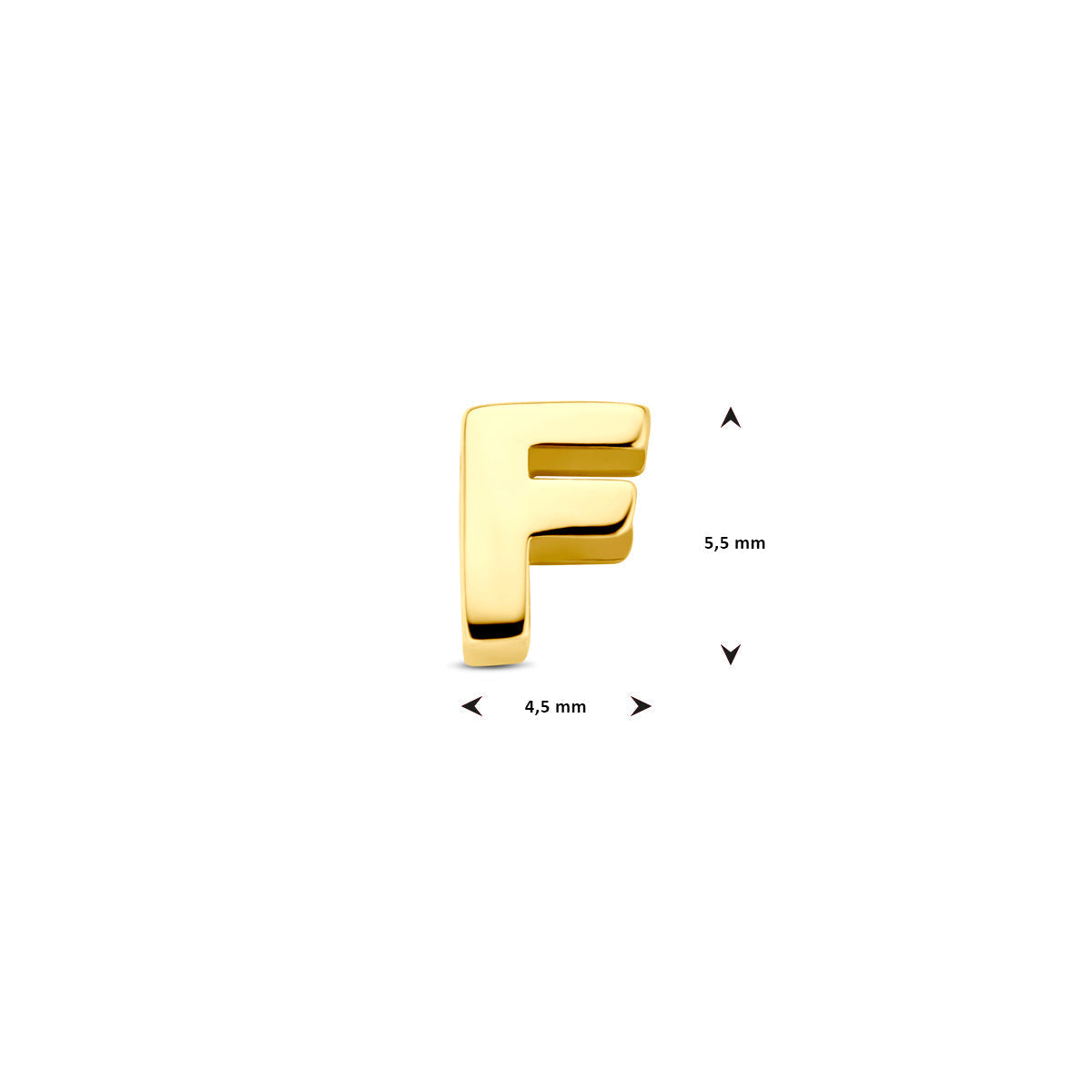Hanger letter F 5,5 mm 14K geelgoud #Letter_F