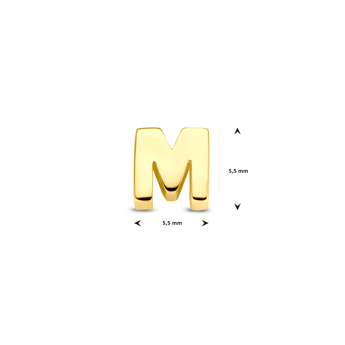 Hanger letter M 5,5 mm 14K geelgoud #Letter_M