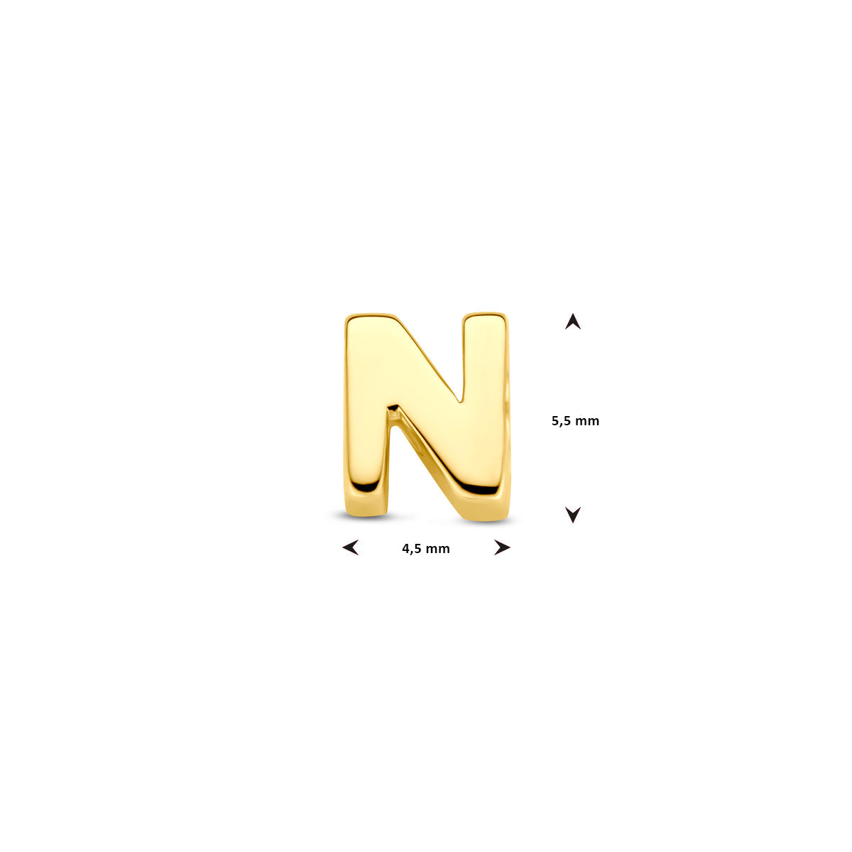 Hanger letter N 5,5 mm 14K geelgoud #Letter_N