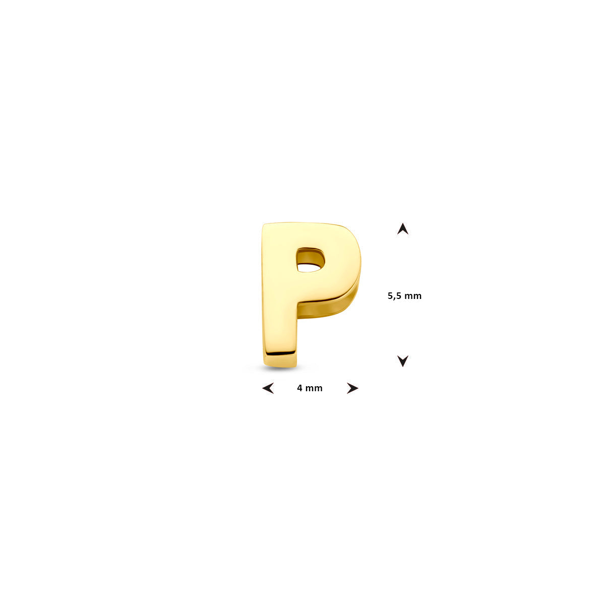 Hanger letter P 5,5 mm 14K geelgoud #Letter_P