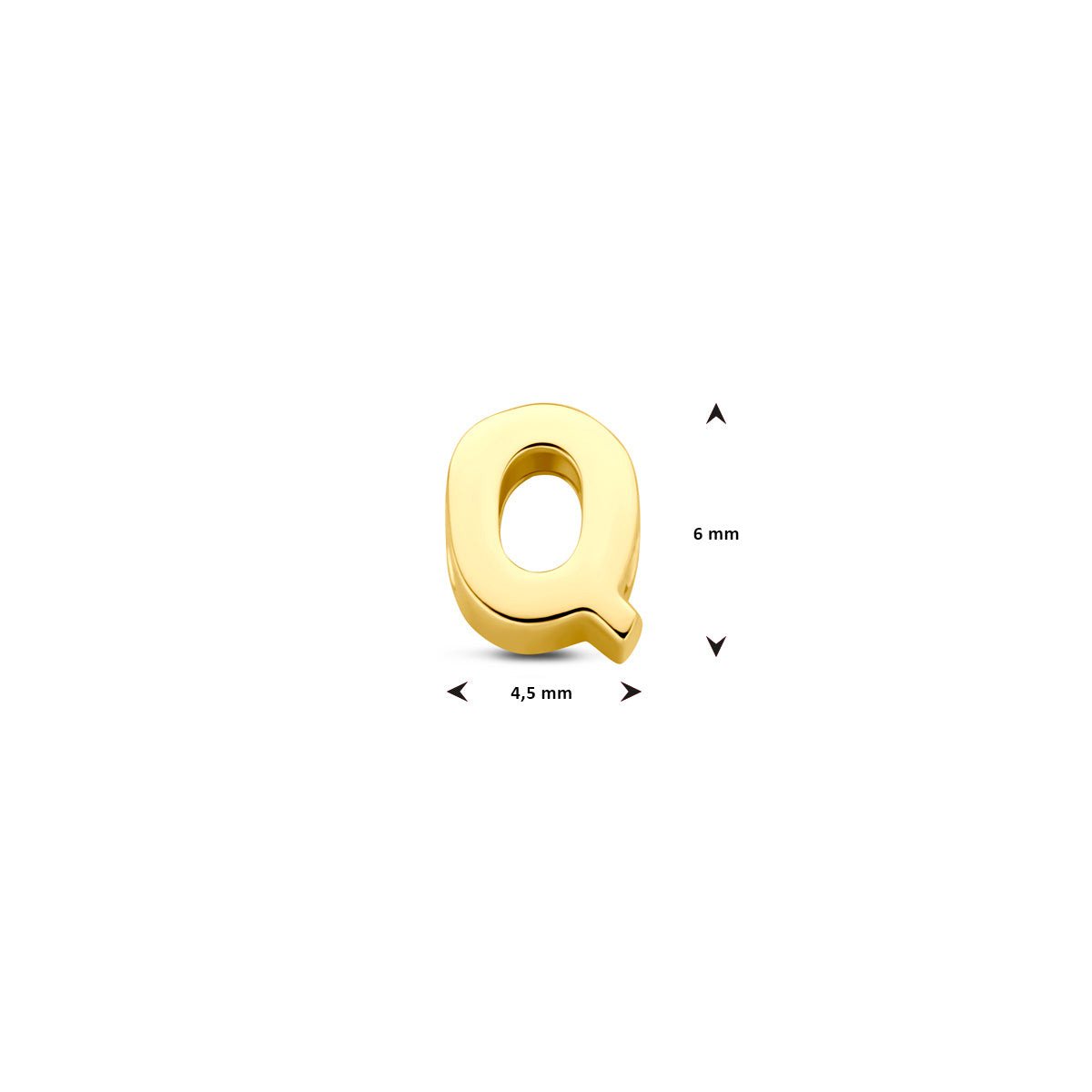 Hanger letter Q 6 mm 14K geelgoud #Letter_Q