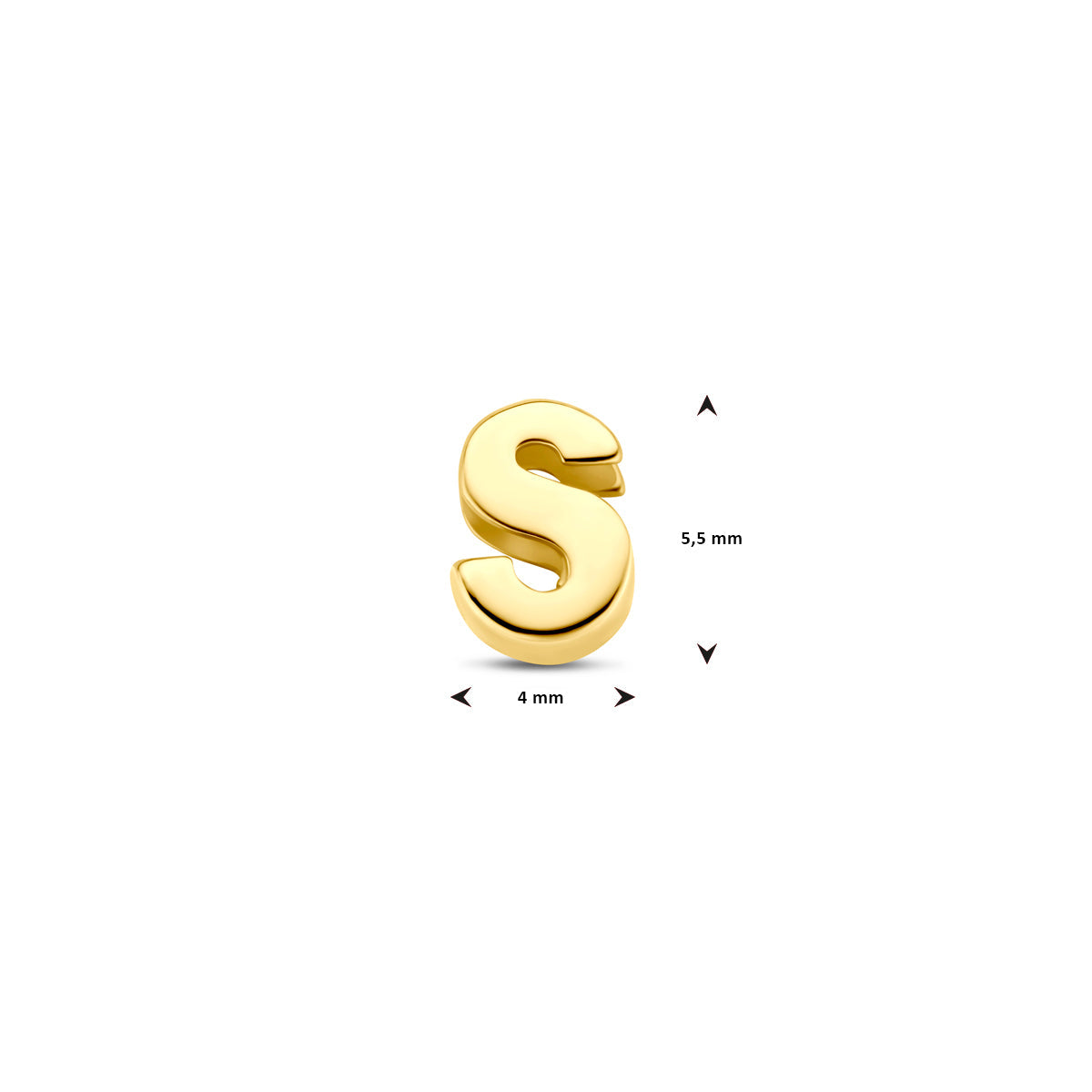 Hanger letter S 5,5 mm 14K geelgoud #Letter_S