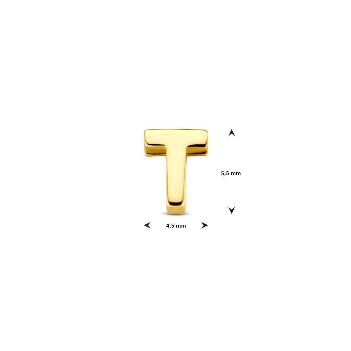 Hanger letter T 5,5 mm 14K geelgoud #Letter_T