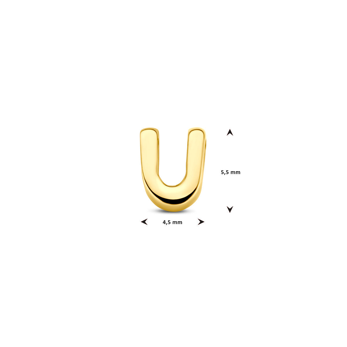 Hanger letter U 5,5 mm 14K geelgoud #Letter_U