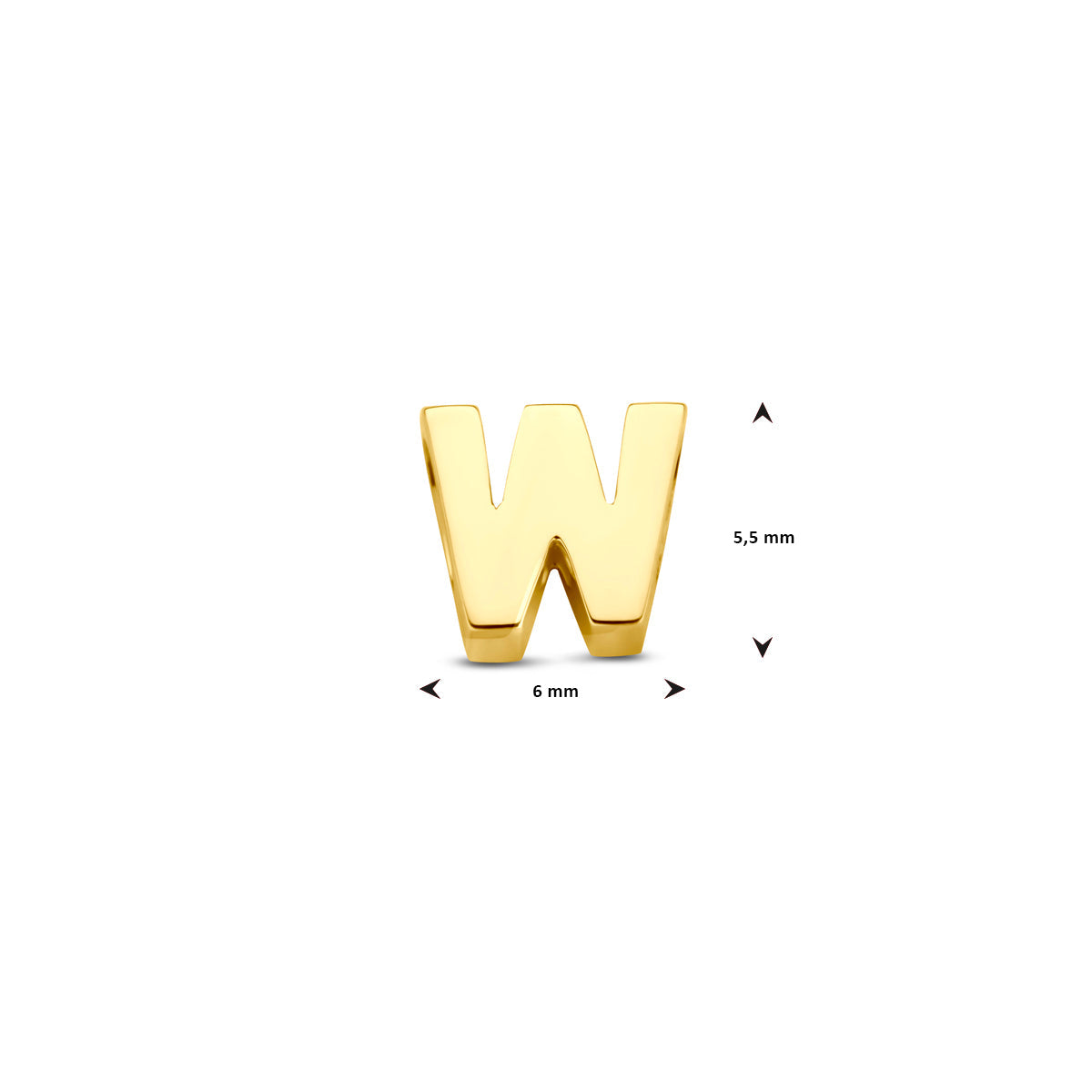 Hanger letter W 5,5 mm 14K geelgoud #Letter_W