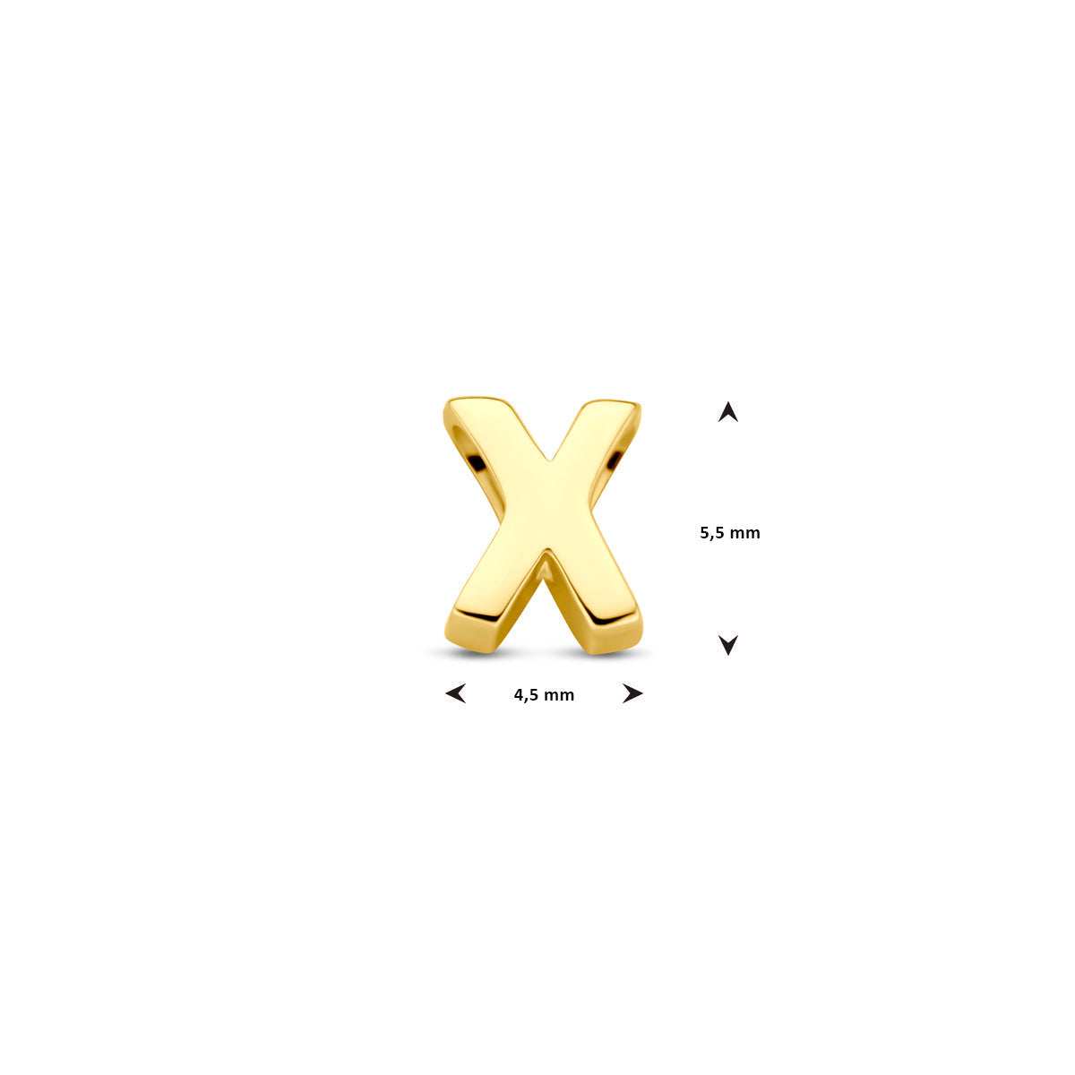 Hanger letter X 5,5 mm 14K geelgoud #Letter_X