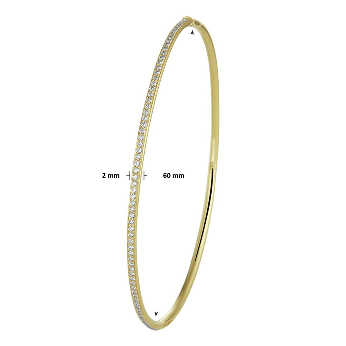 Bangle scharnier diamant 0.50ct h si 2,0 x 60 mm 14K geelgoud