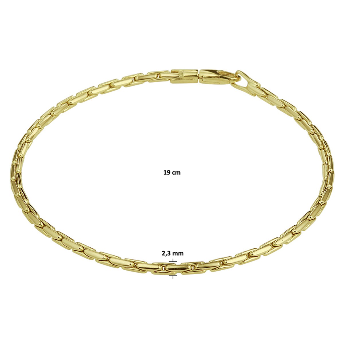 Armband cardano 2,3 mm 19 cm 14K geelgoud
