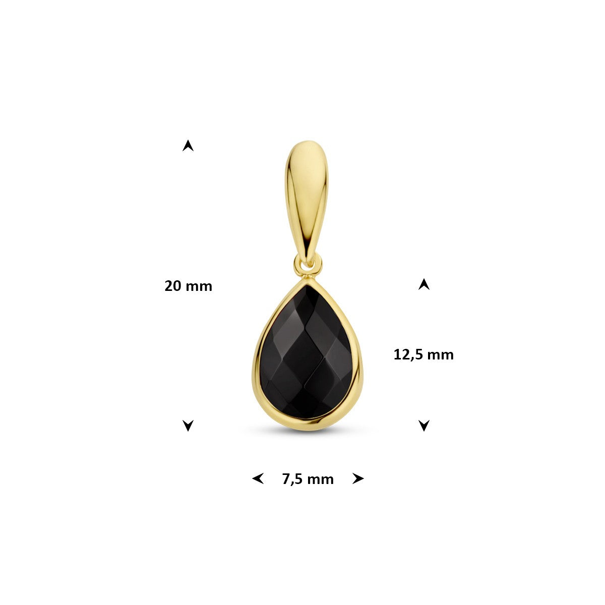 Hanger onyx 12,5 mm 14K geelgoud