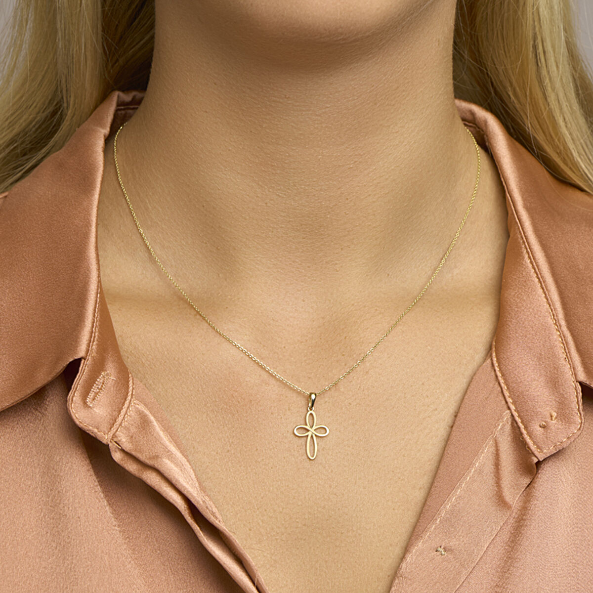 14K geelgoud hanger kruis 4022365 - PansiteNederland.nl