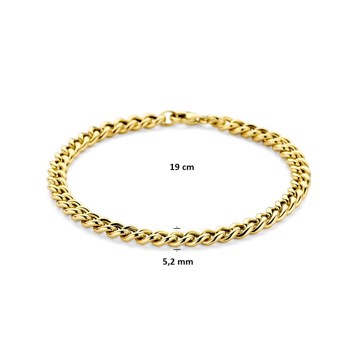 Armband gourmette 5,2 mm 19 cm 14K geelgoud