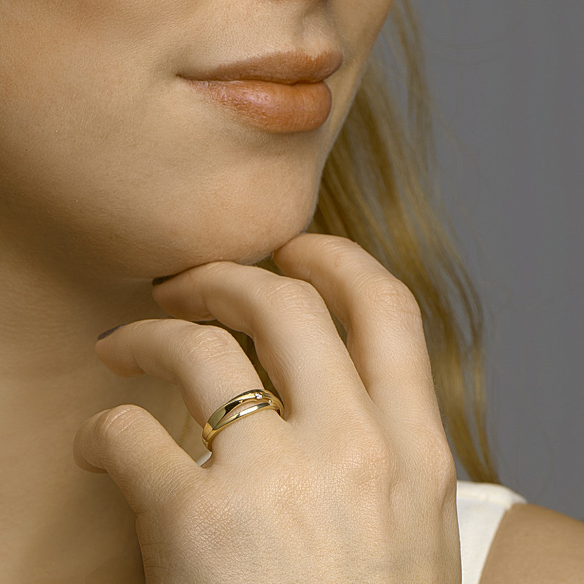 Ring diamant 0.040ct h si 14K geelgoud