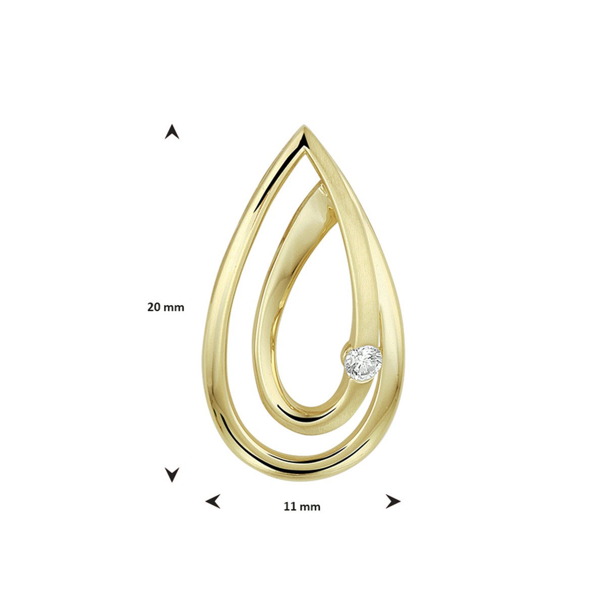 Hanger diamant 0.040ct h si 14K geelgoud