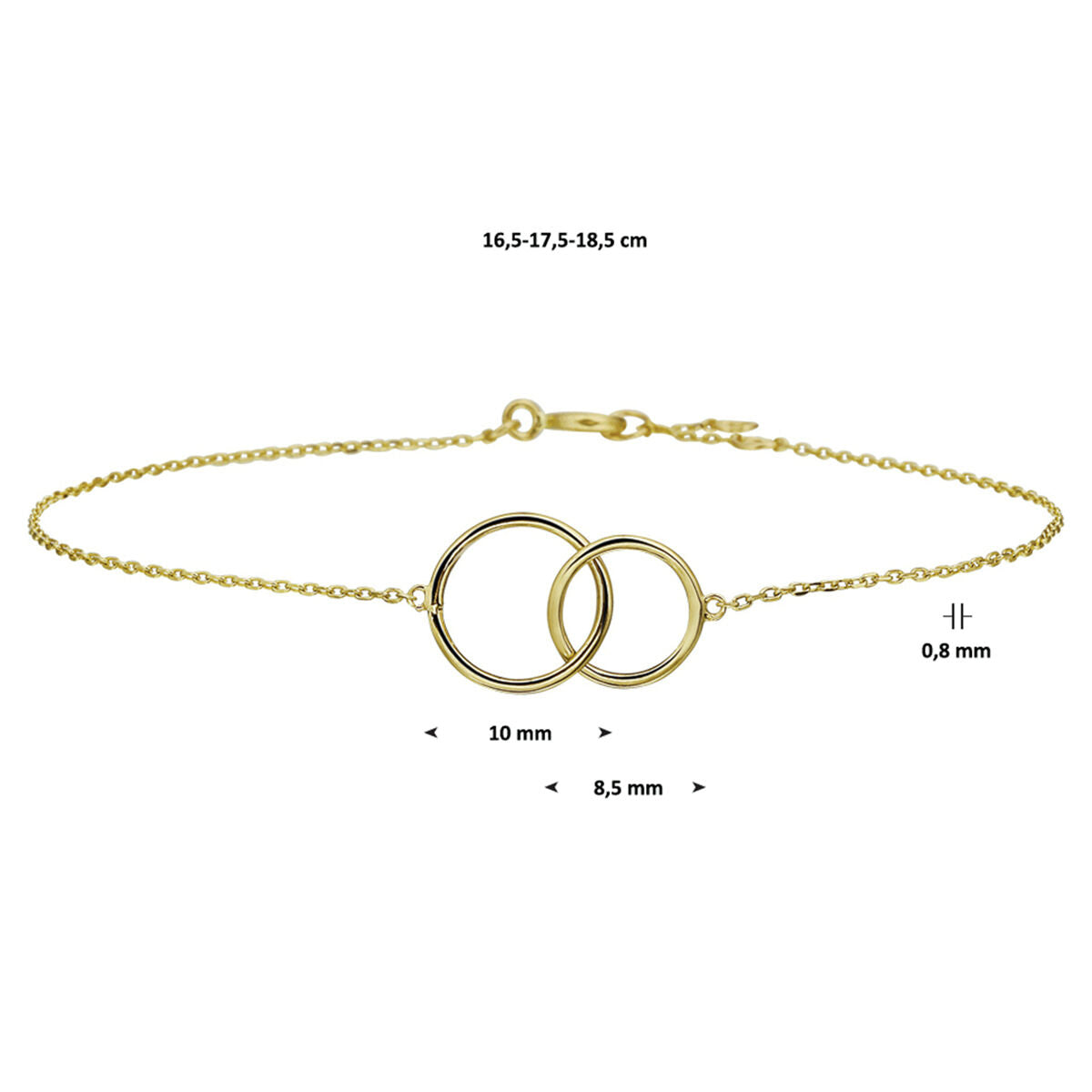 14K Geelgoud Armband Rondjes 0,8 Mm 16,5 - 18,5 Cm 4022740 - PansiteNederland.nl