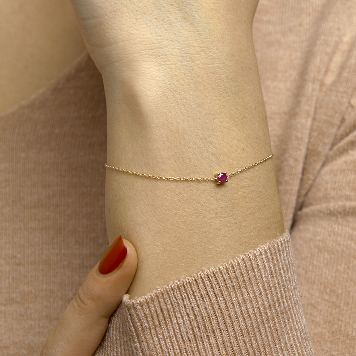 14K Geelgoud Armband Robijn 15,5 - 17 - 18,5 Cm 4022809 - PansiteNederland.nl