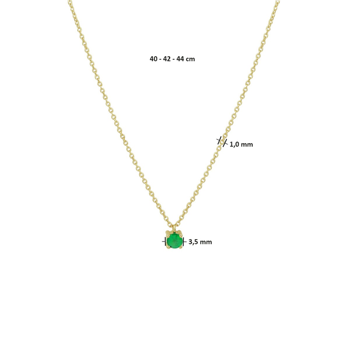 Collier smaragd 40 - 42 - 44 cm 14K geelgoud