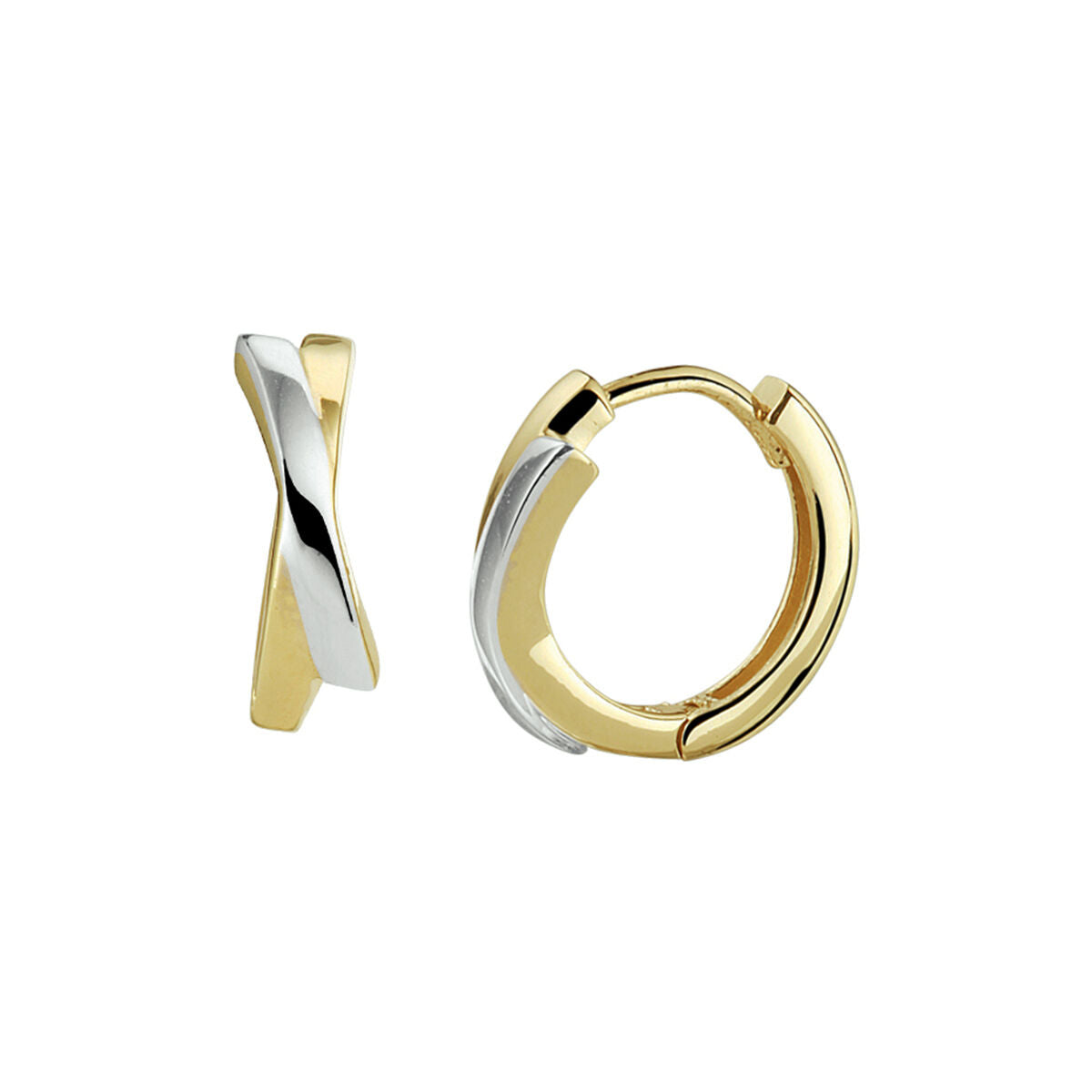 14K Geelgouden klapoorringen bicolor gestift 4022831 - PansiteNederland.nl