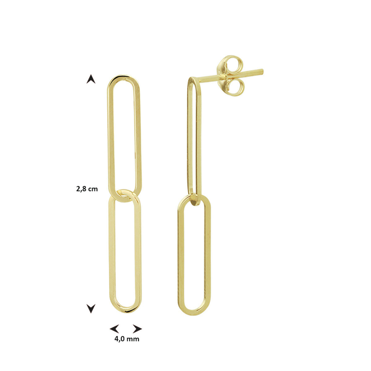 Zilveren oorhangers paperclip - PSN4022871