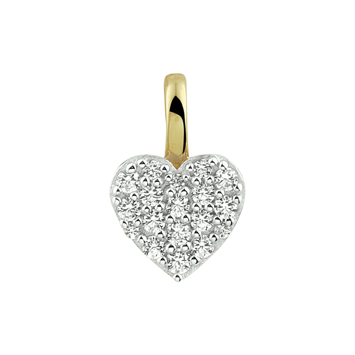 14K geelgoud hanger hart zirkonia bicolor gestift 4022987 - PansiteNederland.nl