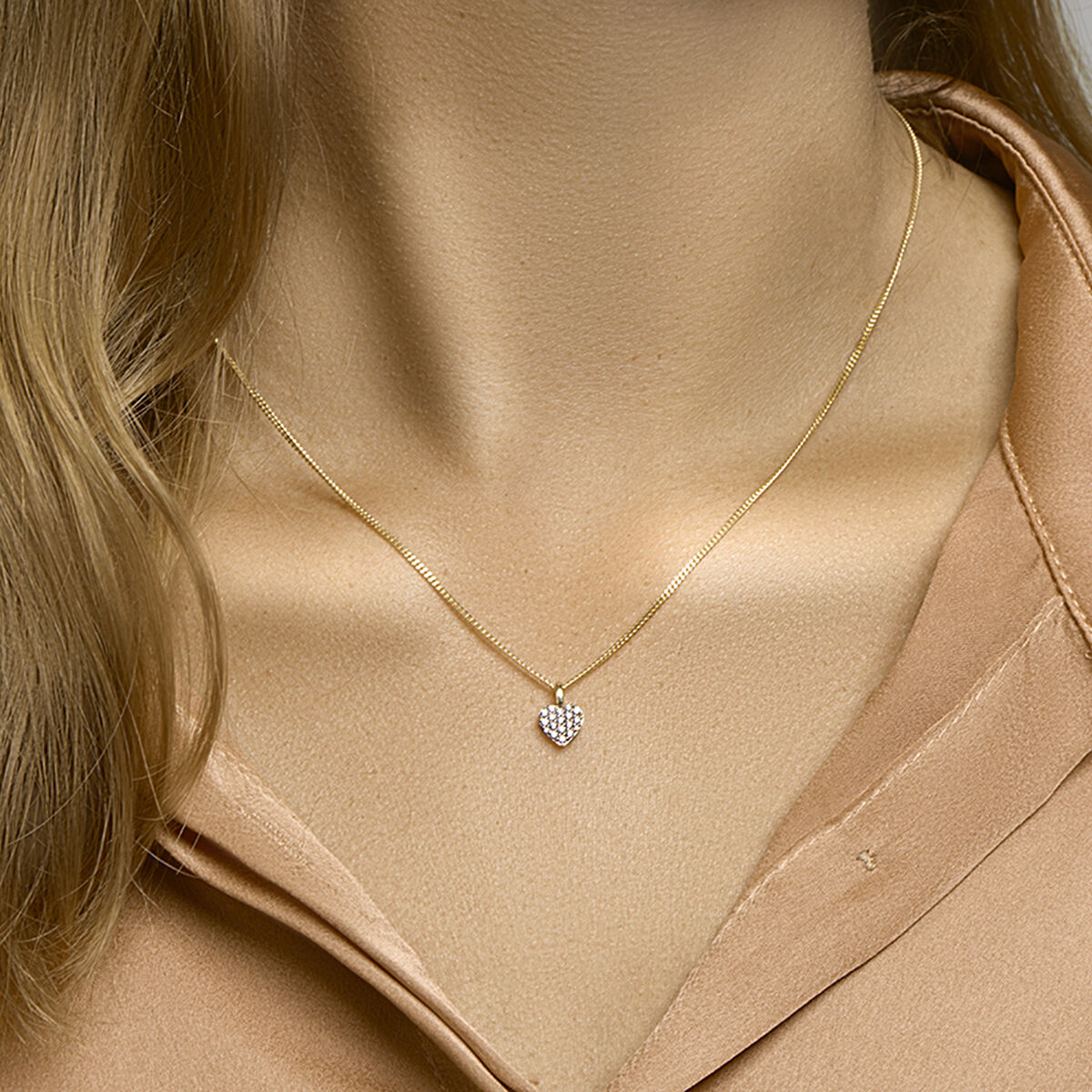 14K geelgoud hanger hart zirkonia bicolor gestift 4022987 - PansiteNederland.nl