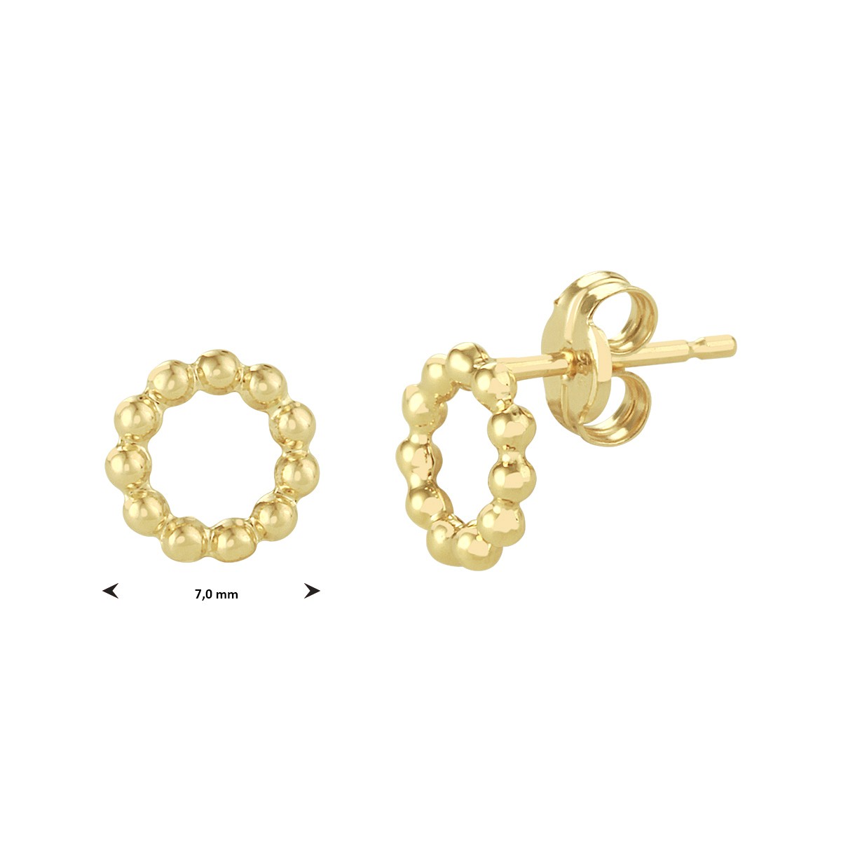 Oorbellen rondje bolletjes 14K geelgoud
