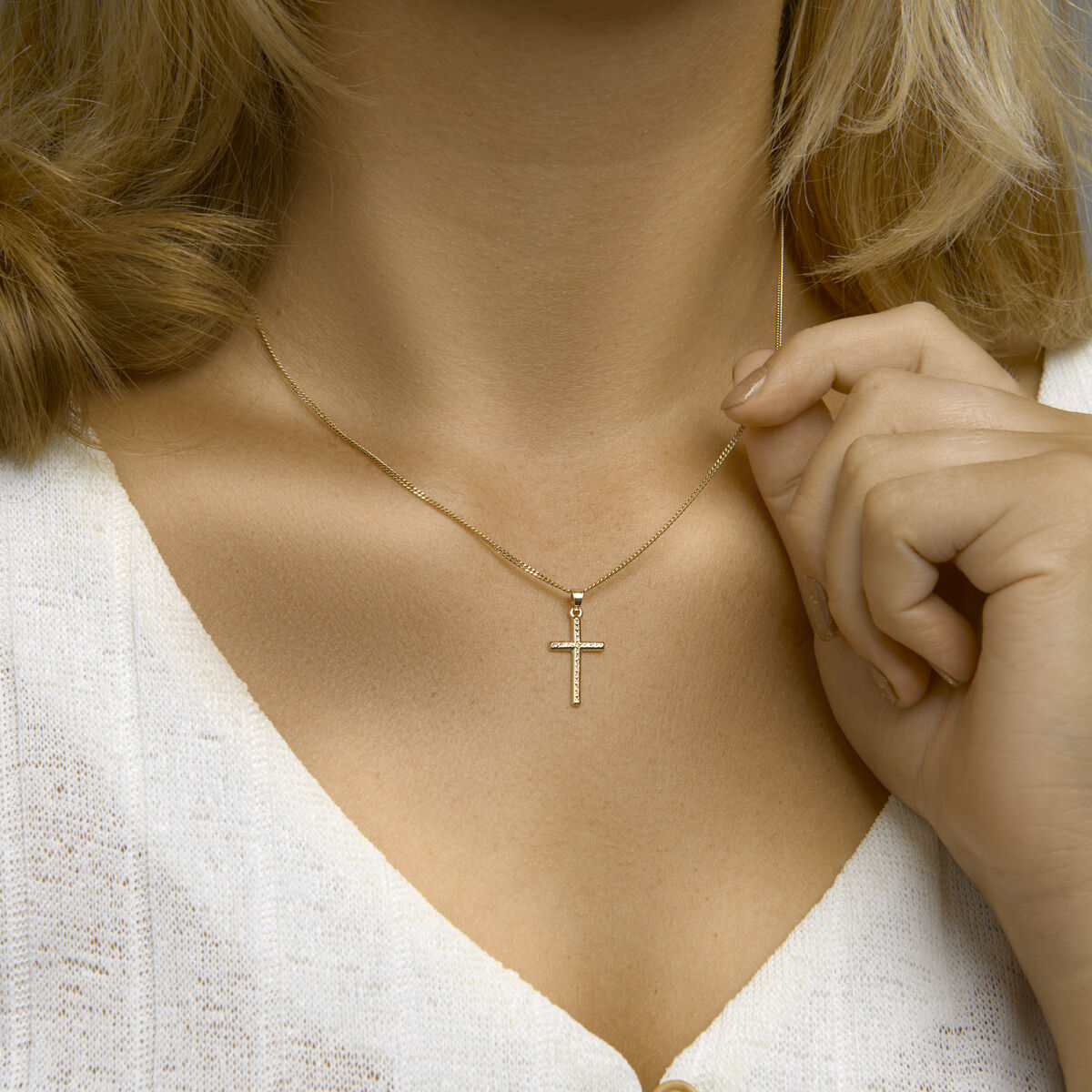 14K geelgoud hanger kruis gediamanteerd 4023326 - PansiteNederland.nl