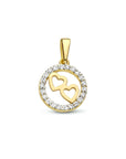 14K geelgoud hanger rond hartjes zirkonia 4023423 - PansiteNederland.nl