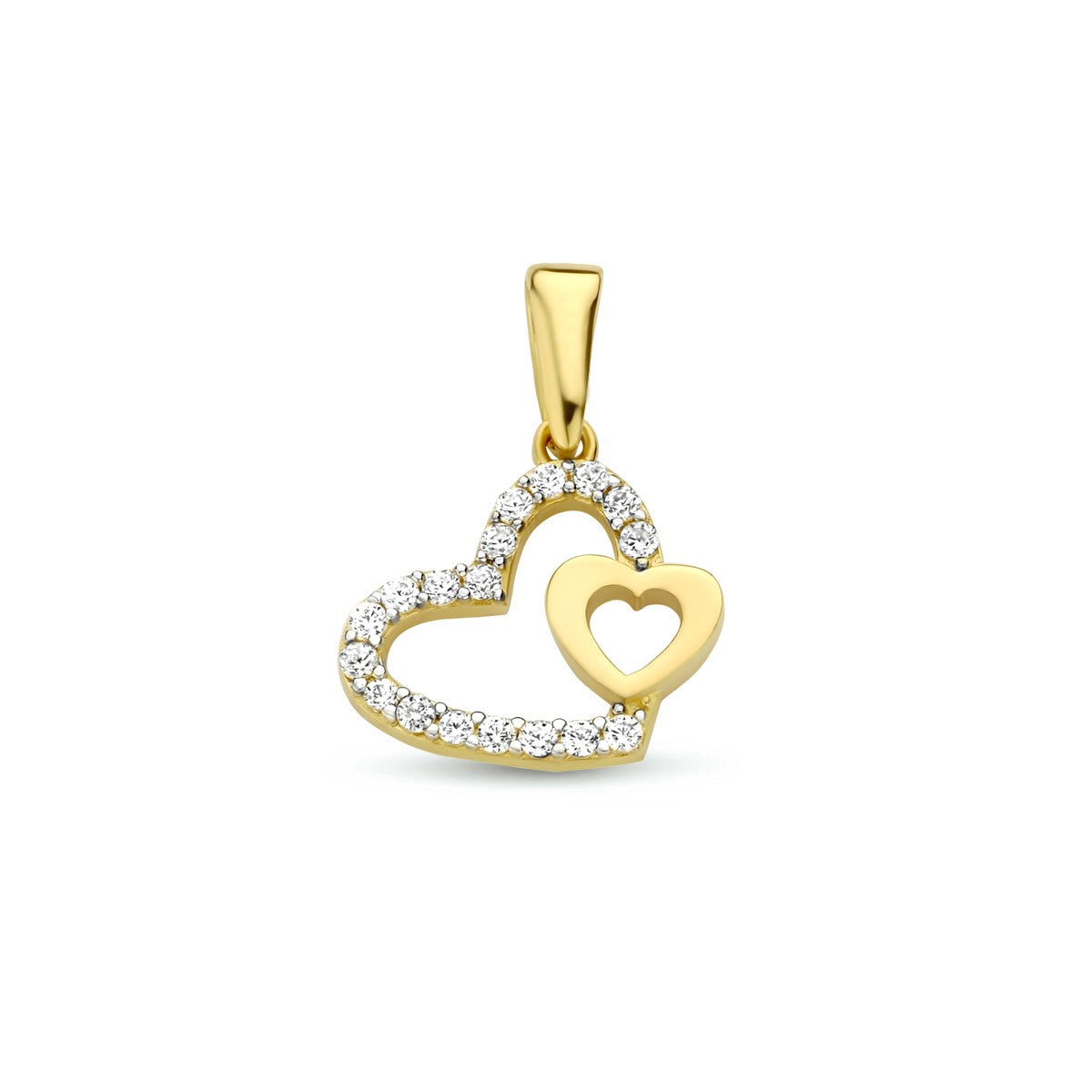 14K geelgoud hanger hartjes zirkonia 4023591 - PansiteNederland.nl