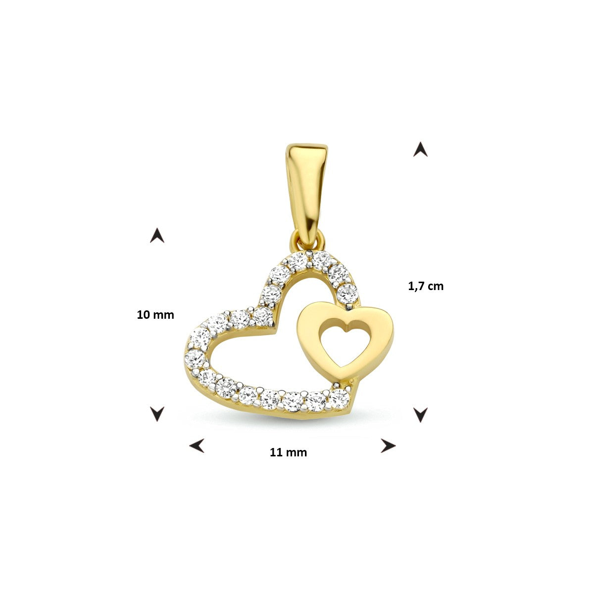 14K geelgoud hanger hartjes zirkonia 4023591 - PansiteNederland.nl